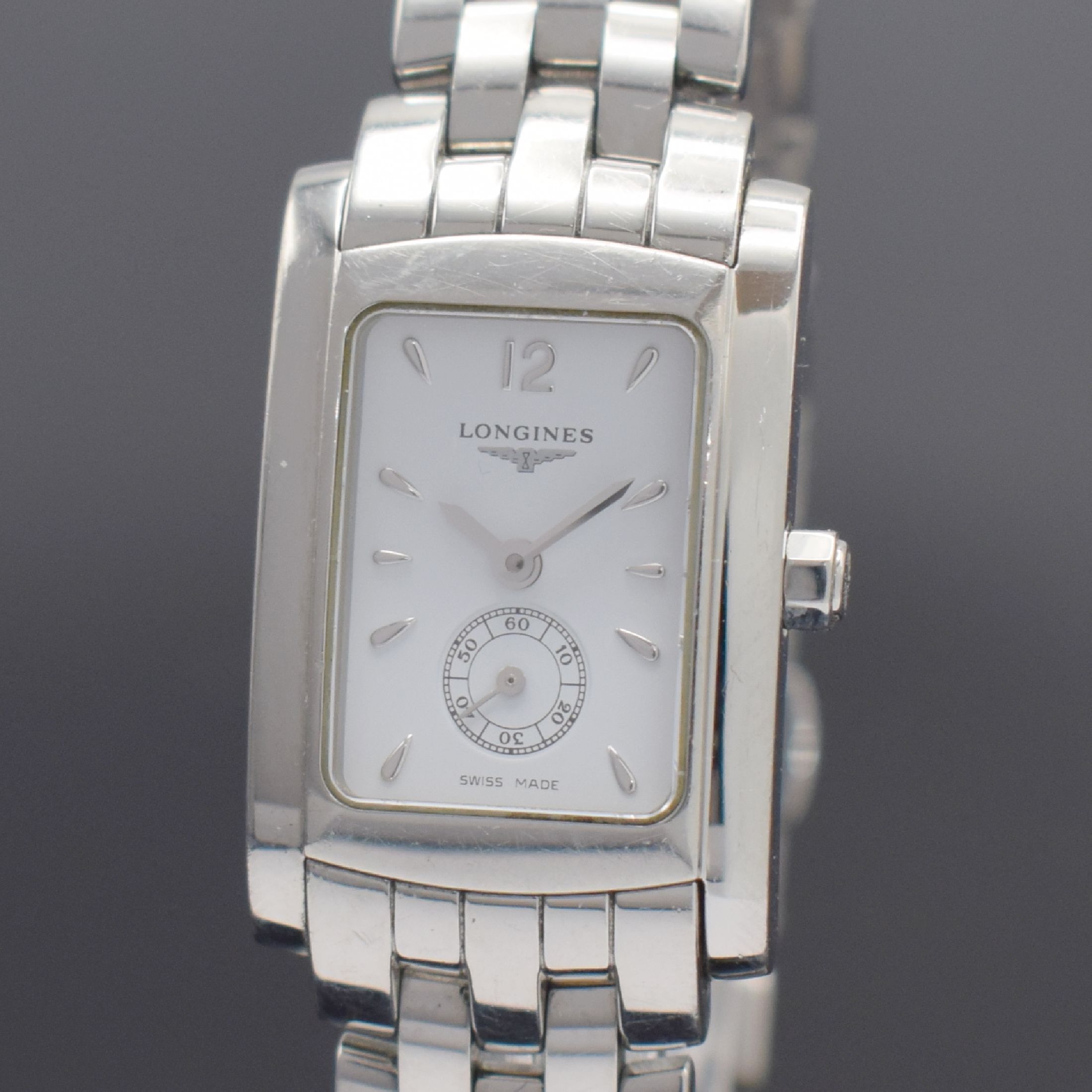 Detail a: LONGINES Damenarmbanduhr DolceVita, Schweiz um 2010, Ref. L5.155.4, quarz, Edelstahlgeh. inkl. Gliederband m. dopp. Faltschließe, Boden aufgedr., ...