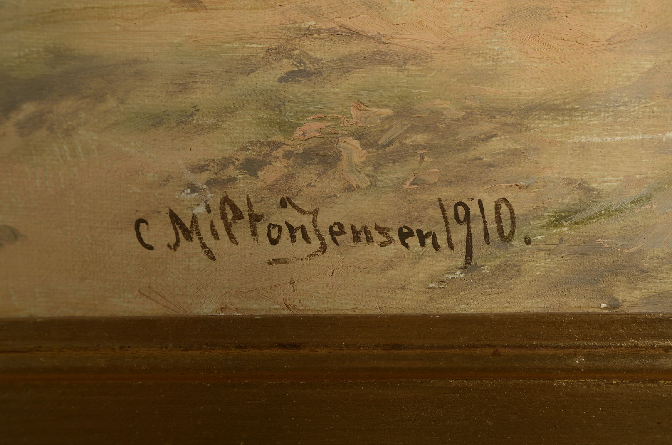 Detail a: Carl Milton Jensen, 1855 Slagelse - 1928 Hojberg bei Aarhus, sommerliche Dünenlandschaft wohl auf Fanö, rechts unten signiert und datiert 1910, ...