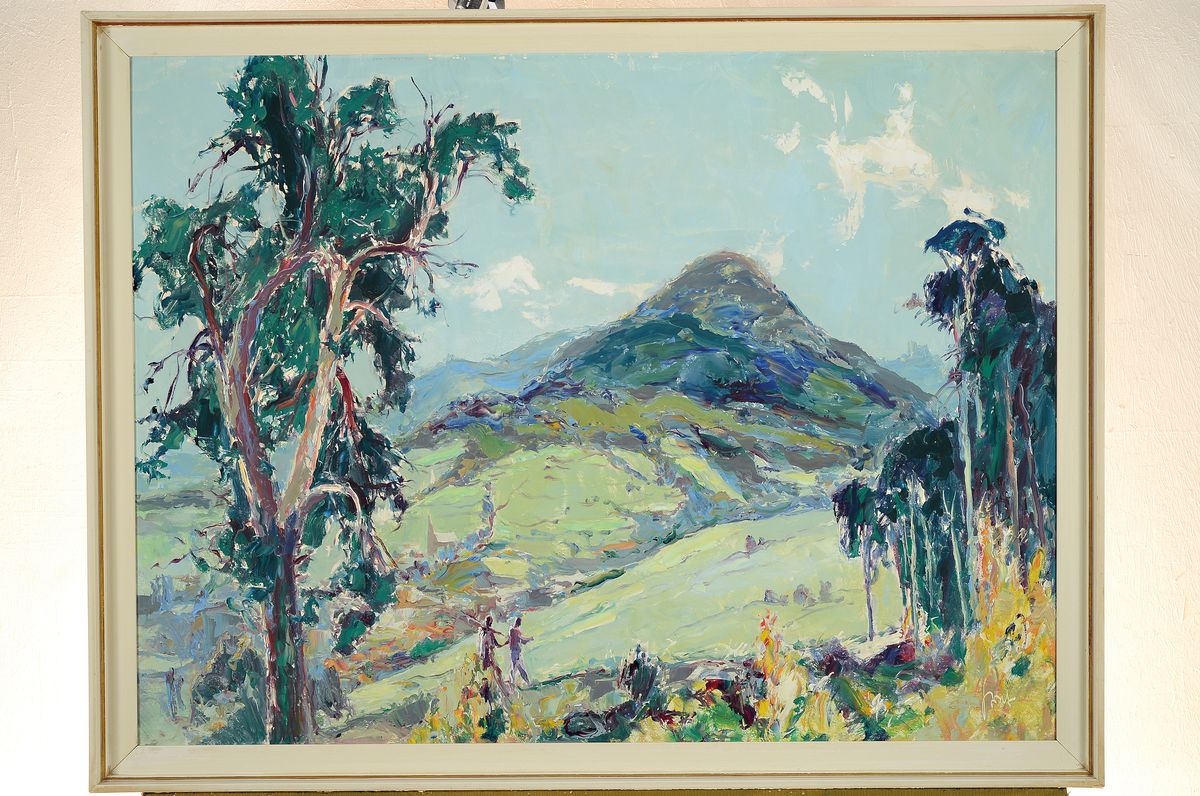 Detail k: Karl Graf, 1902-1986 Speyer, Landschaft in der Pfalz, Öl/Hartfaser, sign., ca. 60x80cm, R. ca. 65x85cm