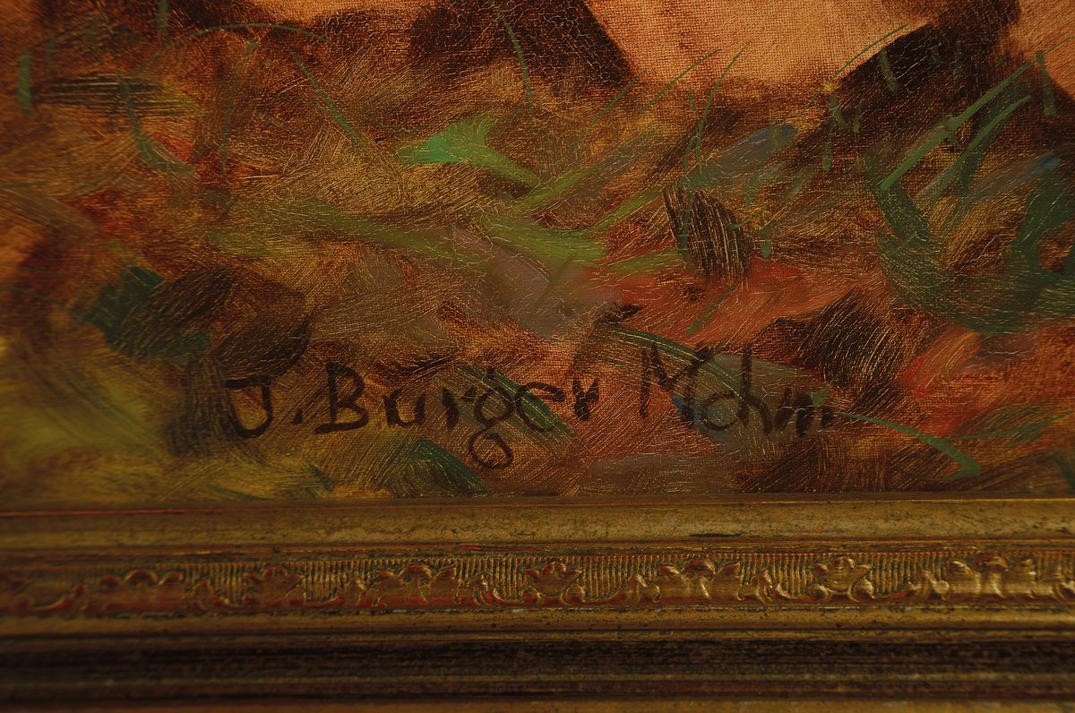 Detail a: Josef Burger, 1887-1966 München, Langholzfuhrwerk am Waldrand, Öl/Lwd, rechts unten signiert, ca. 70x100cm, R. ca. 86x96cm