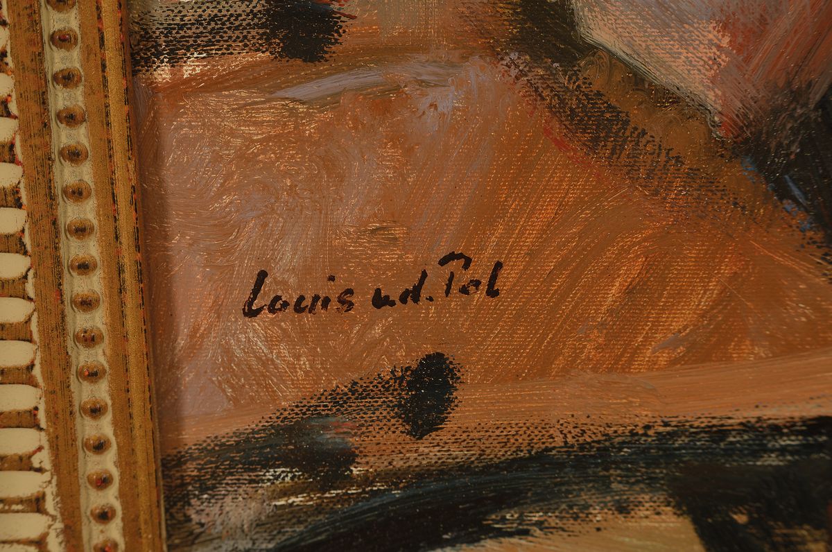 Detail a: Louis van der Pol, 1915 Amsterdam-1986 Abcoude, Kaffeehausszene, Öl/Lwd, links unten signiert, ca. 60x50cm, R. ca. 74x64cm