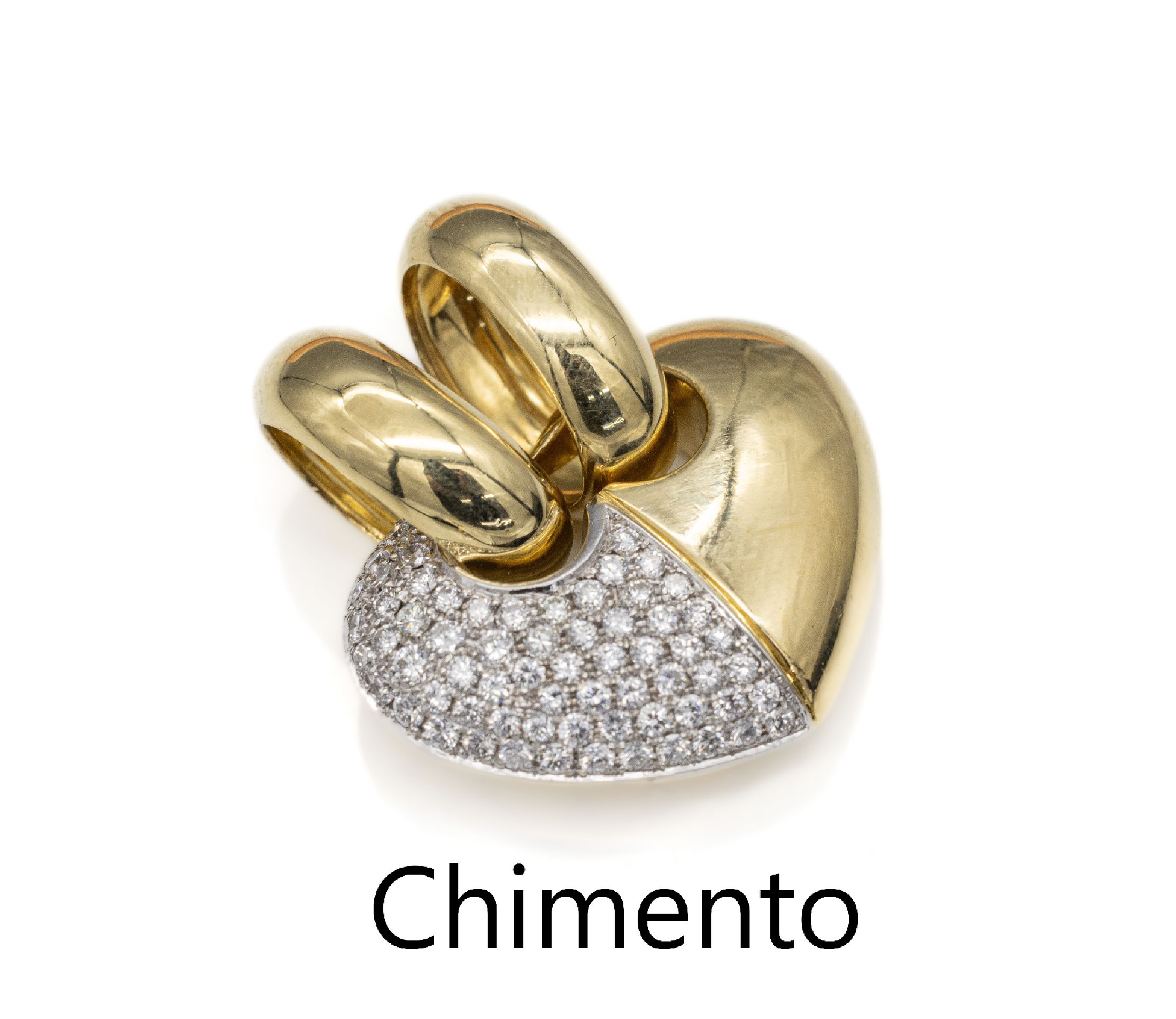 18 kt Gold CHIMENTO Brillant-Anhänger "Herz", GG/WG 750/000, in WG gefasste Brillanten zus. ca. 2.50 ct feines Weiß-Weiß/vs-si, ...