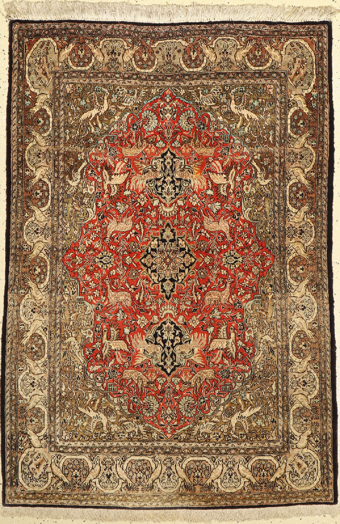Ghom Seide, Persien, um 1960, reine Naturseide, ca. 155 x 110 cm, EHZ: 2