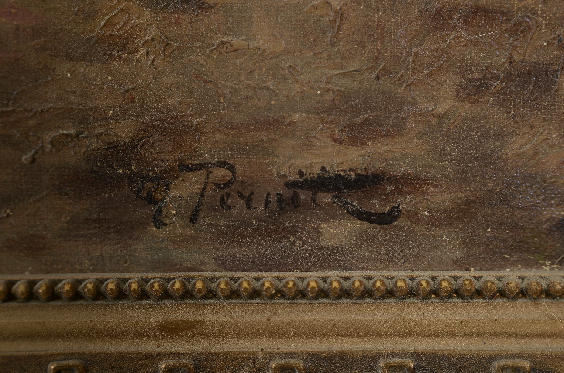 Detail a: Ungedeuteter dänischer Künstler um 1900, Sähmann auf dem Felde, rechts unten signiert G. Pernitt(?), Öl/Lwd, l. besch., Rahmen, 70x90 cm
