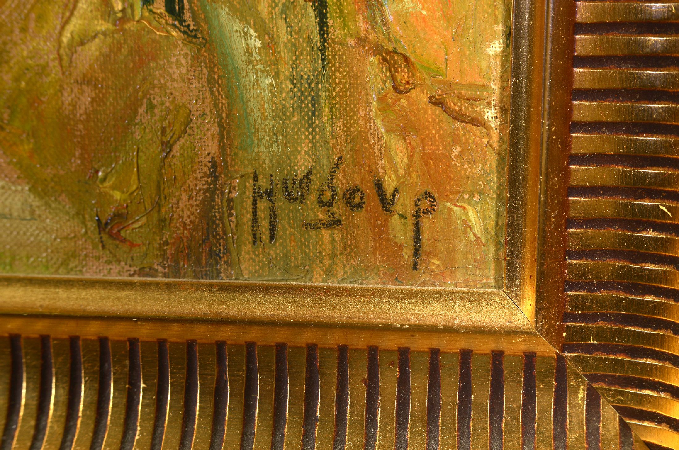Detail a: Hugo Vilfred Pedersen, 1870 Kopenhagen - 1959 , reiste 12 Jahre durch Asien und schuf v.a. Werke mit Sujets aus Indien, Indonesien und Japan, hier: ...