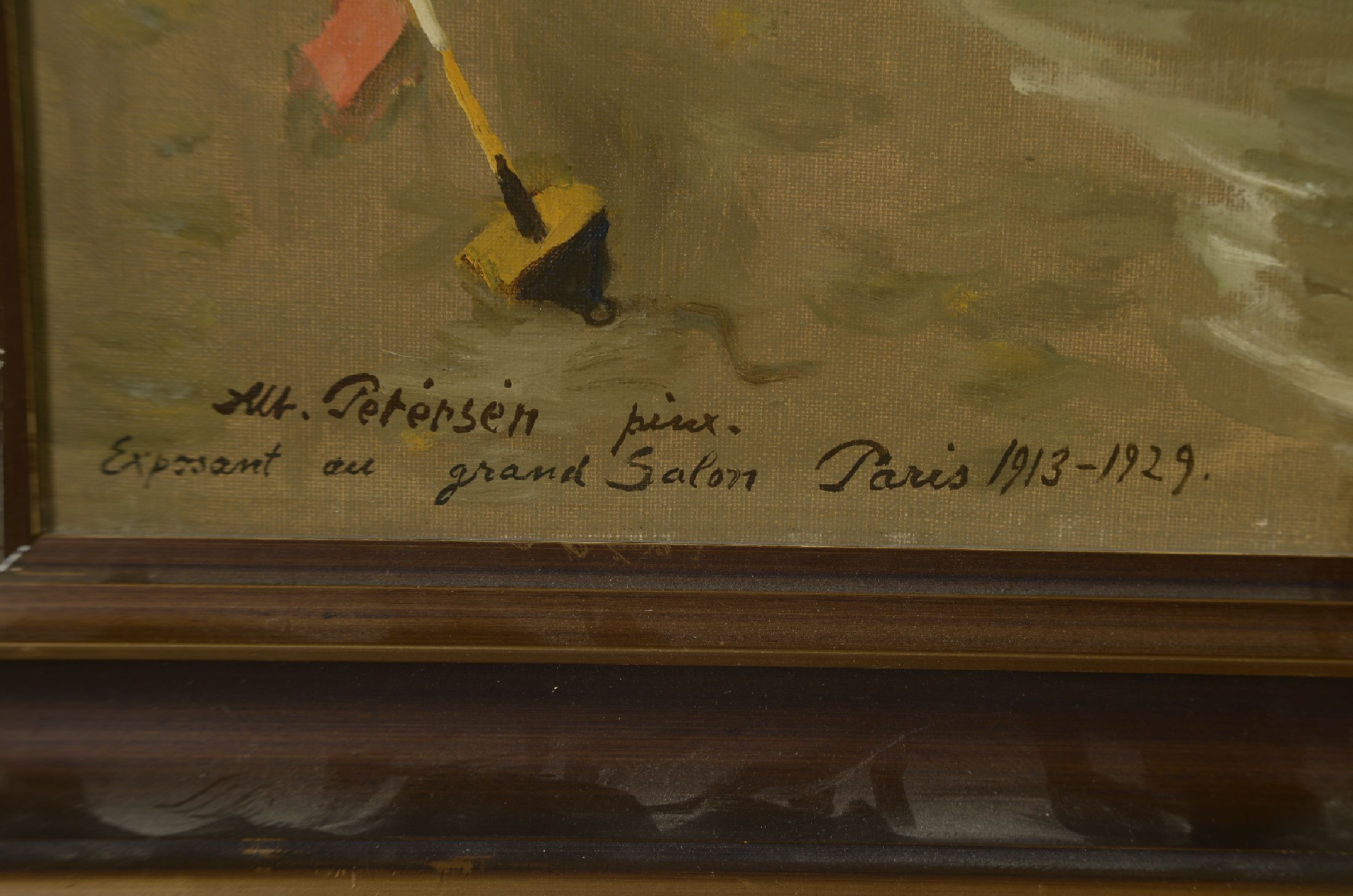 Detail a: Albert Petersen, 1875-1957, Zwei Fischer beim Packen Ihres Fangs am Strand, links untenbez. "Alb. Petersen pinxit-Expresant au grand Salon Paris ...