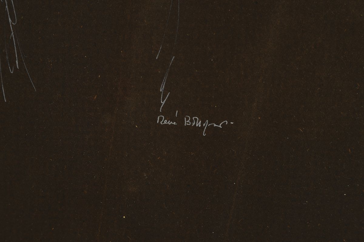 Detail a: René Bolliger, 1911-1971, weiblicher Akt, weiße Gouache auf schwarzem Papier, signiert, ca. 49x37cm, u.Gl., R.
