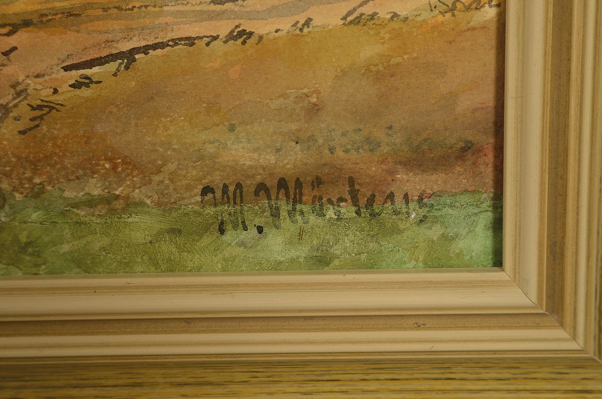 Detail a: Max Märtens, 1887 Braunschweig-1970 Gstadt am Chiemsee, Bayrische Voralpenlandschaft, Aquarell auf Malkarton, rechts unten signiert, ca. 58x75cm, R. ...