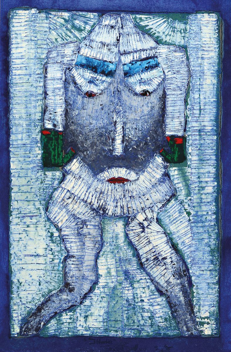 Franz Bellmann, geb. 1946 Haidl/Böhmen, zeitgenössischer Maler in Mannheim, hier: abstrakte Komposition, unsigniert, rückseitig mit ...