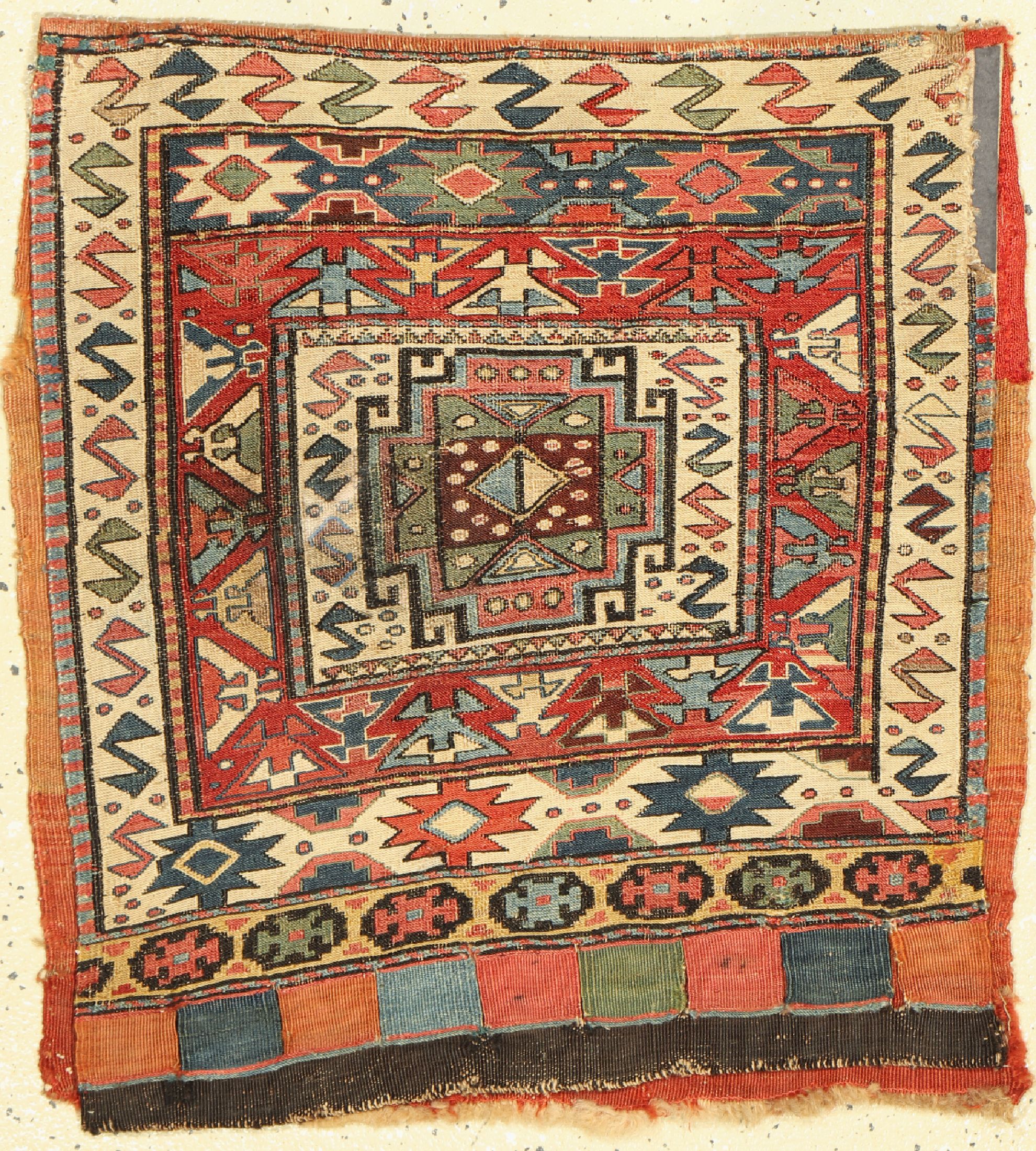 Offene Tasche antik, Shahsawan, Persien, 19.Jhd, Wolle auf Wolle, ca. 56 x 51 cm, EHZ:(Alters-und Gebrauchsspuren)