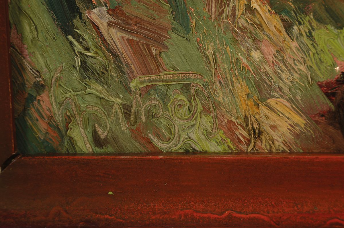 Detail a: Karl Philipp Spitzer, 1887-1954 Speyer, Pfälzer Waldlandschaft, Öl/Lwd, links unten signiert, ca. 62x72cm/77x87cm, Rahmen