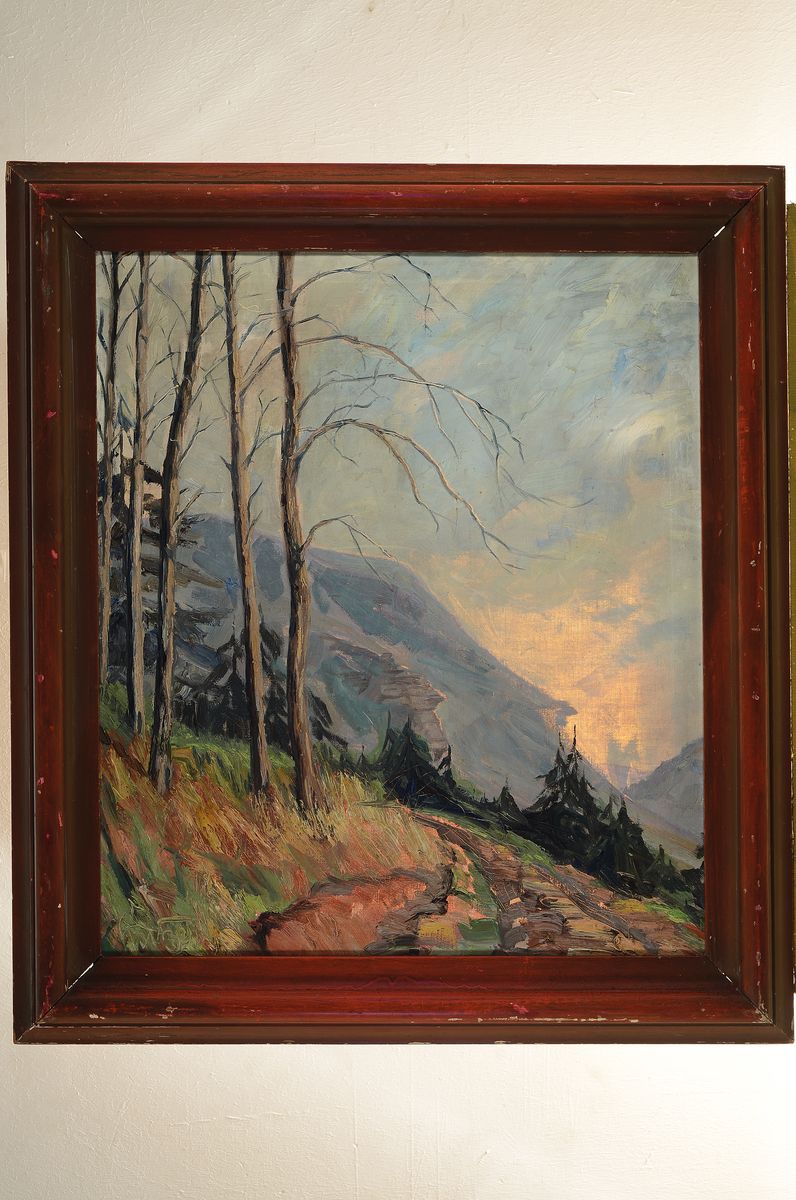 Detail k: Karl Philipp Spitzer, 1887-1954 Speyer, Pfälzer Waldlandschaft, Öl/Lwd, links unten signiert, ca. 62x72cm/77x87cm, Rahmen