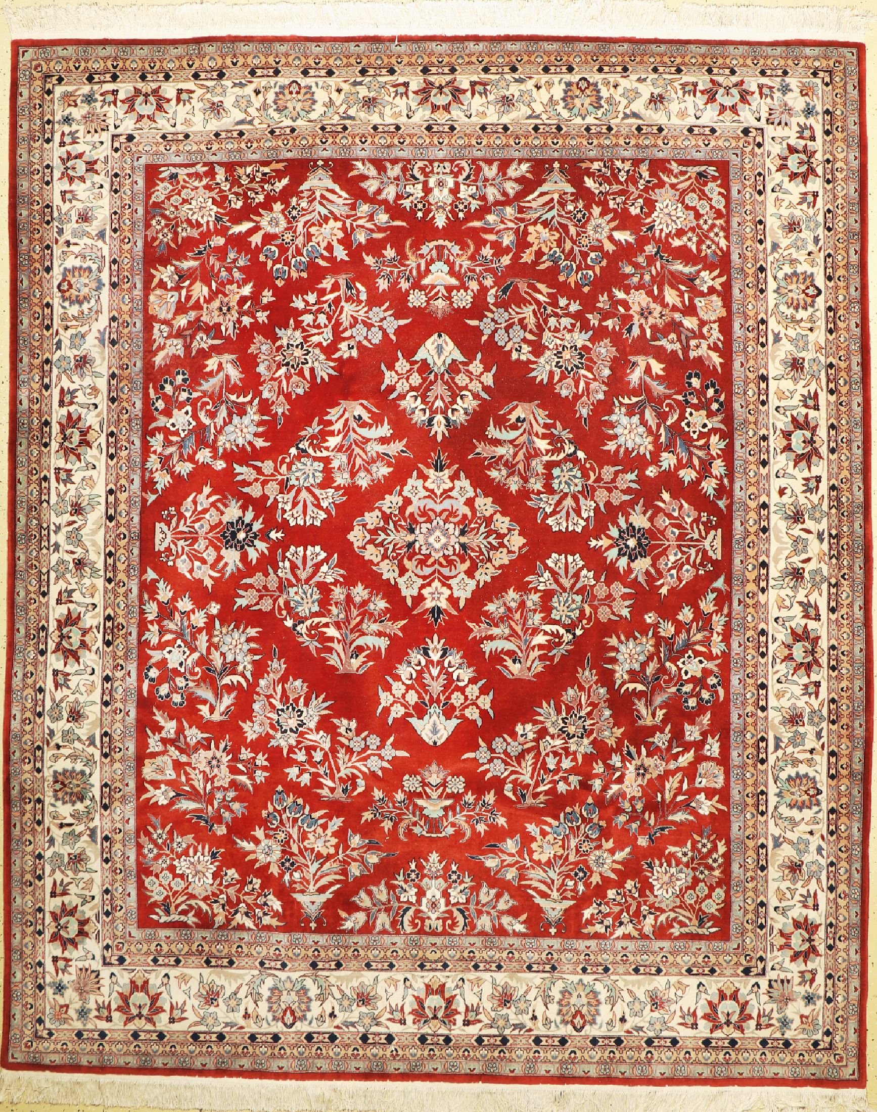 Esfahan fein, China, ca. 50 Jahre, Korkwolle, ca. 300 x 250 cm, EHZ: 2, (minimaler Mottenfraß)nfraß, EHZ: 2
