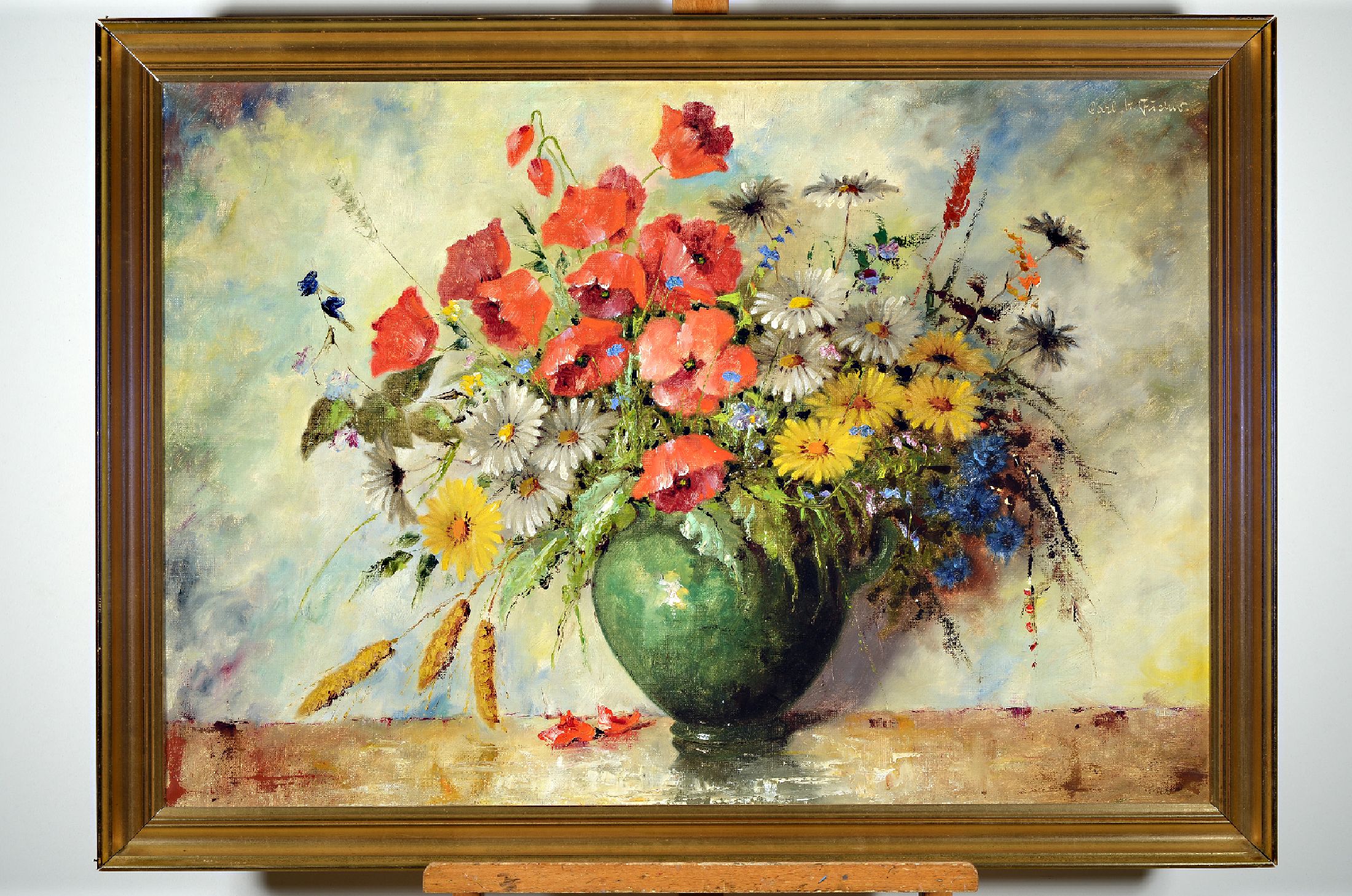 Carl Holger Fischer, 1885-1955 dänisch, Blumenstillleben, rechts oben signiert, Öl/Lwd, Rahmen, 75x109 cm