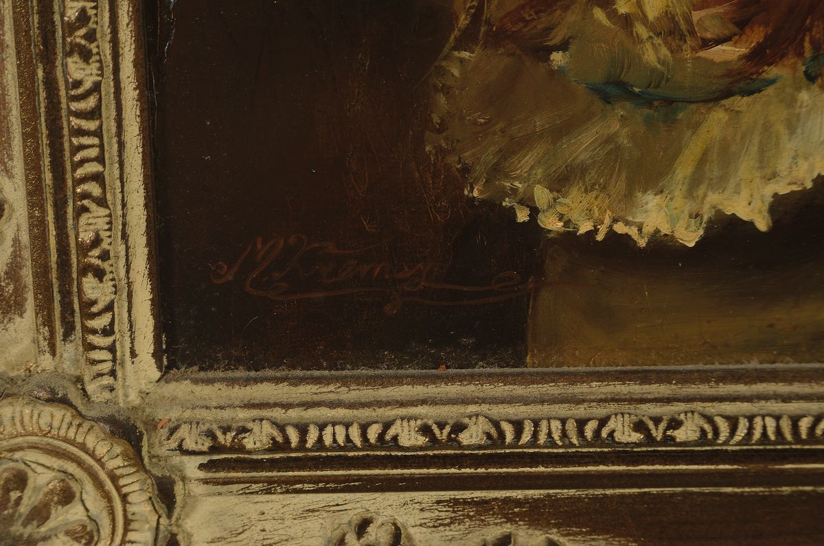 Detail a: Kremes, um 1900, Porträt eines Mädchen mit Haube, signiert, Öl/Lwd, Rahmen, 40x34 cm