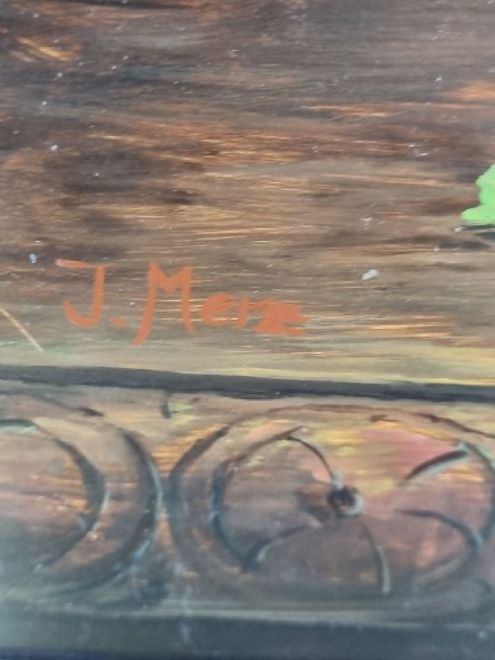 Detail f: J. Merz, Künstler des 20.Jh., reiches Blumenstillleben mit Pfingstrosen und Trauben, links unten signiert, Öl/Holz, Rahmen, 70x58 cm