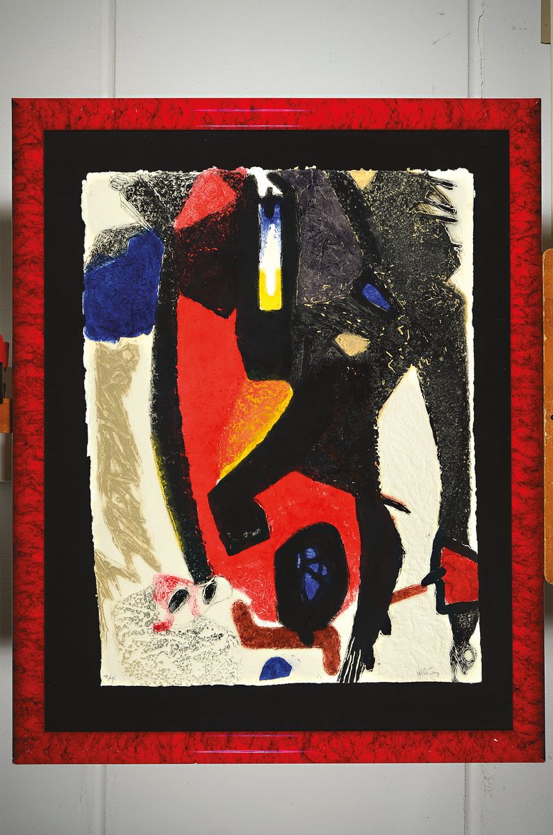 Detail k: Serge Helenon, geb. 1934 Fort de France/Martinique, Carborundum-Radierung mitabstrakt-figurative Komposition, Ed. 35/95, signiert, l. gebräunt, ...