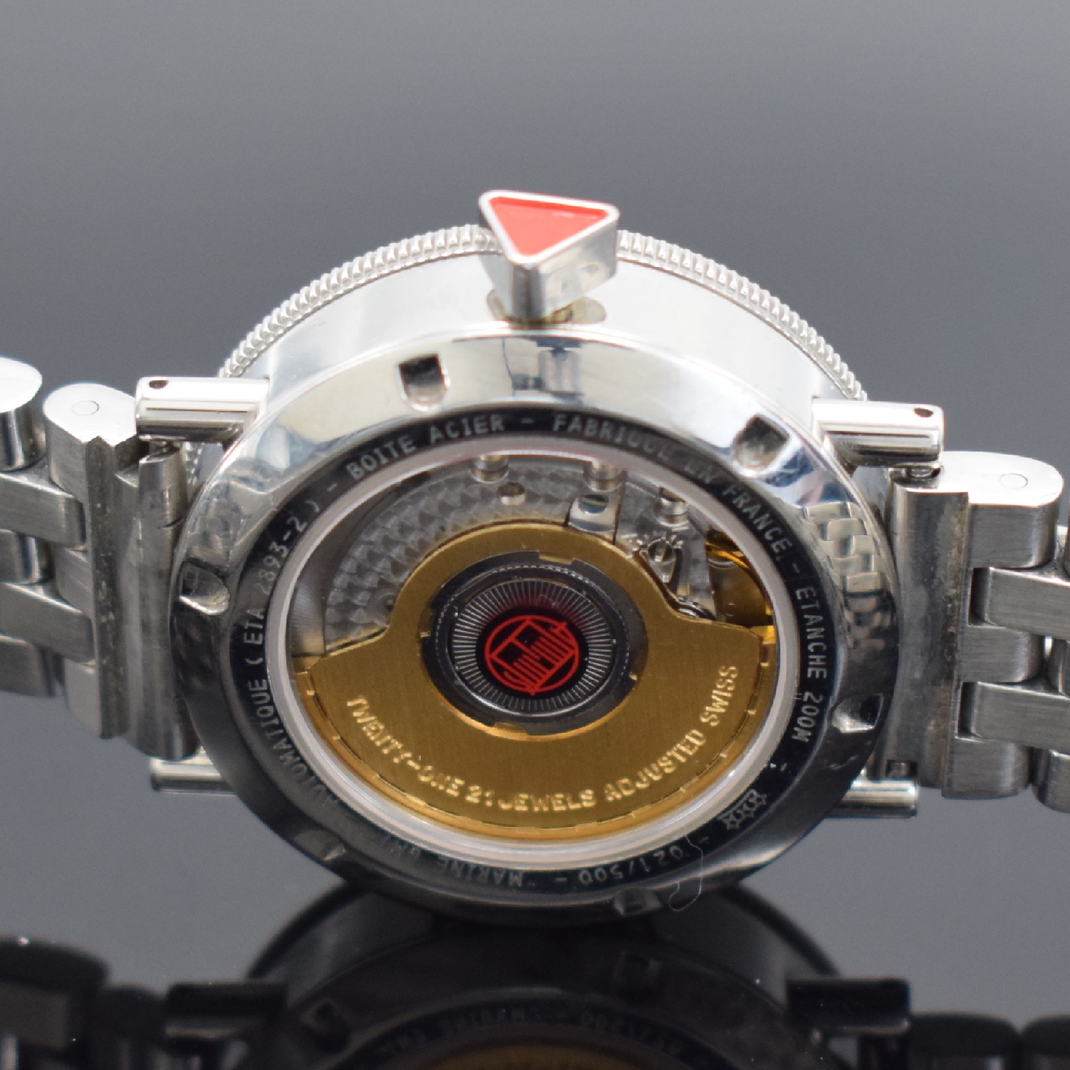 Detail d: ALAIN SILBERSTEIN Marine GMT auf 500 Stück limitierte Armbanduhr mit 2. Zeitzone, Automatik, beids. vergl. Edelstahlgehäuse inkl. Gliederband m. ...