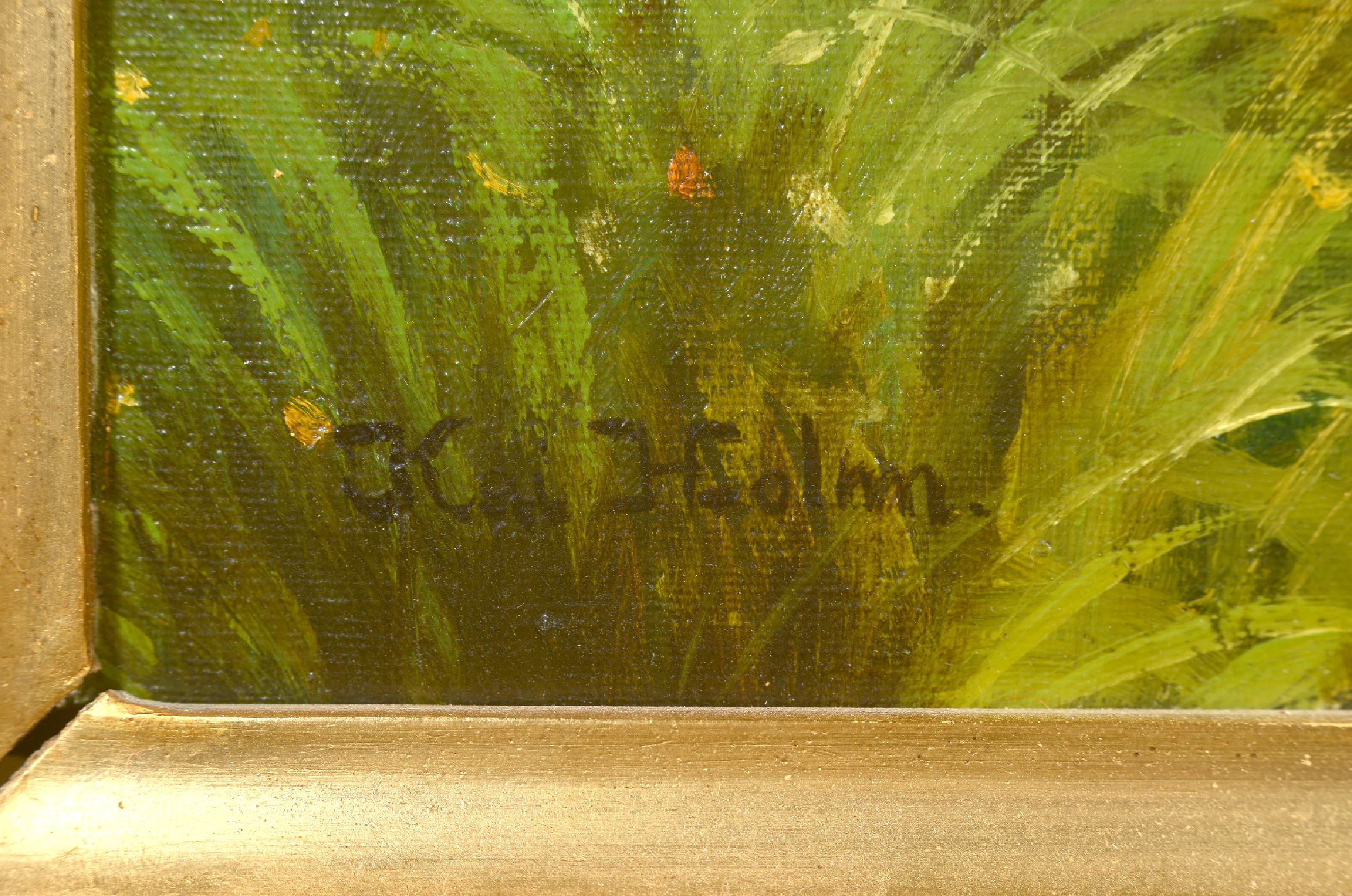 Detail a: Carl Otto Holm, große idyllische Parklandschaft, links unten signiert, Prunkrahmen best., 112x150 cm