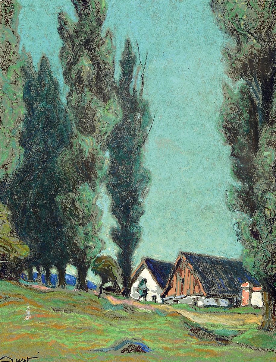 Paul Aust, 1866 Bad Reinerz - 1934 Hermsdorf am Kynasz, deutscher Landschaftsmaler, Studium an den Akademien Dresden und München, Landschaft mit ...