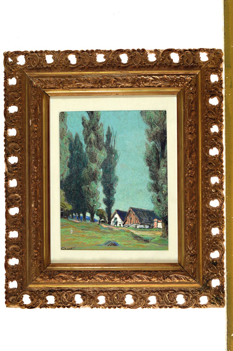 Detail k: Paul Aust, 1866 Bad Reinerz - 1934 Hermsdorf am Kynasz, deutscher Landschaftsmaler, Studium an den Akademien Dresden und München, Landschaft mit ...