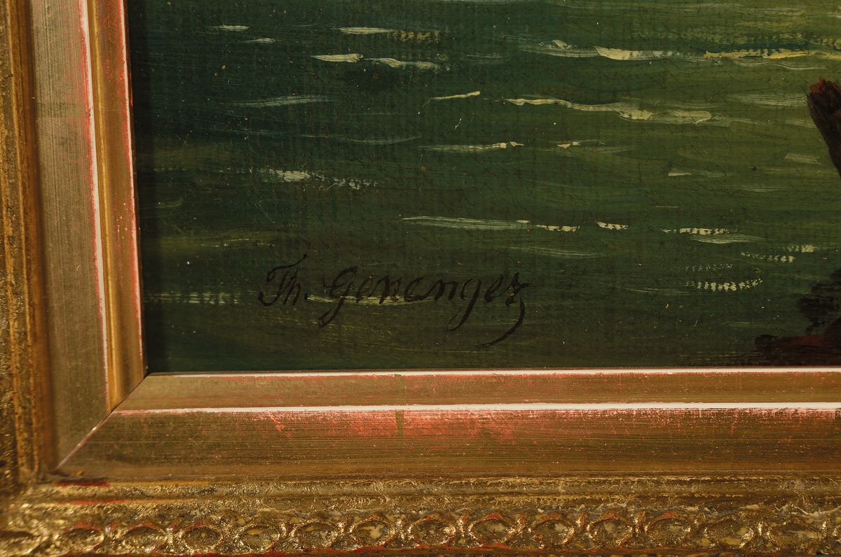 Detail a: Theodor Genenger, geb. 1850 Groningen/NL, zw. 1850 und 1889 in Amsterdam und Düsseldorf tätig, Spätromantiker der Düsseldorfer Schule, hier: ...