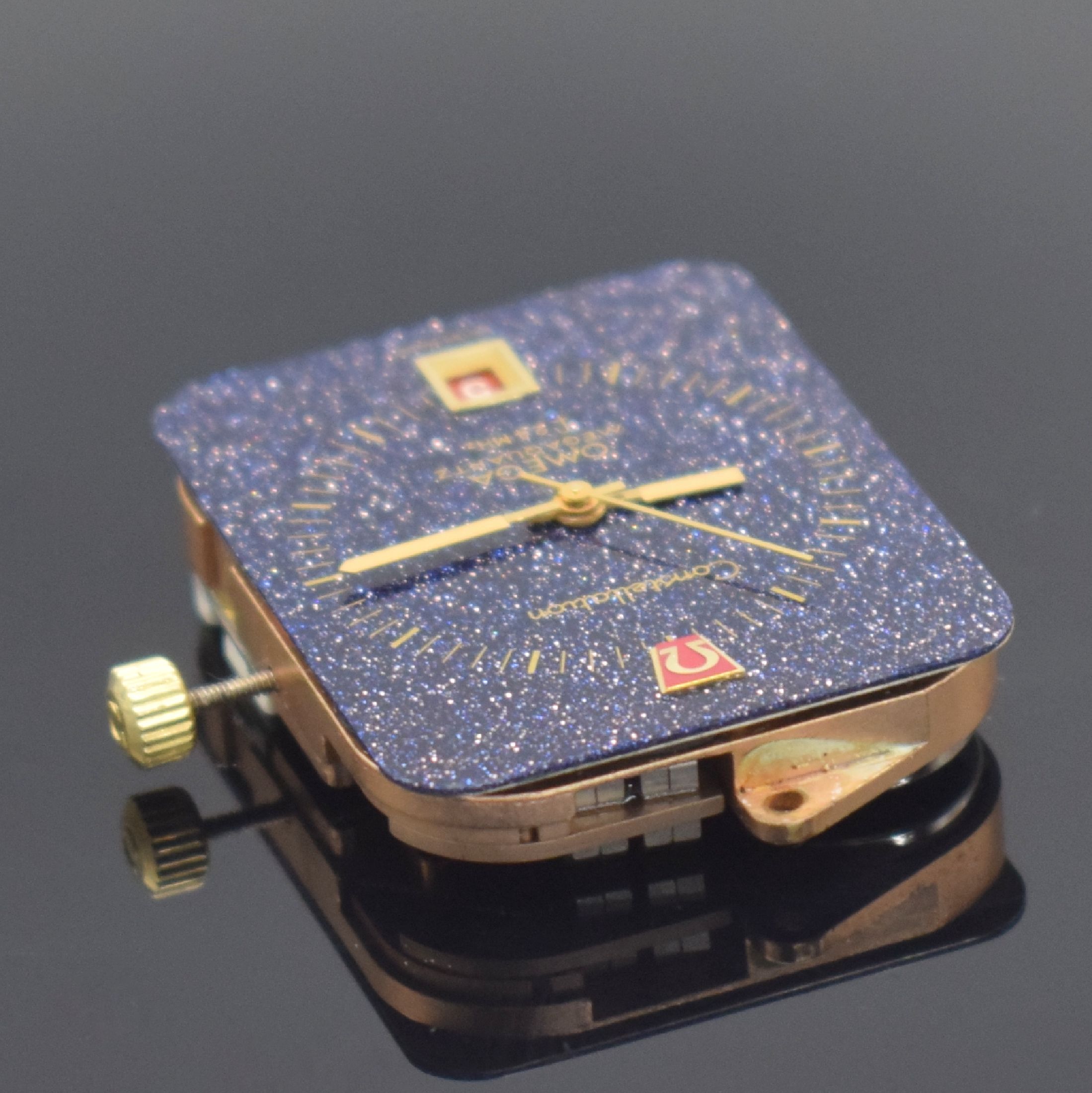 Detail h: OMEGA Constellation Megaquartz f 24 MHz Werk Kaliber 1510 mit Aventurin Zifferblatt, Schweiz um 1972, quartz, rotverg. Werk Kal. 1510, 13 St., ...