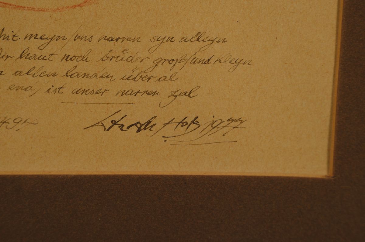 Detail b: Werner Holz, 1949-1991, zwei Pastell- bzw. Rötelzeichnungen aus dem Zyklus Narrentreiben, beide handsigniert und dat. 72, je ca. 66x50cm