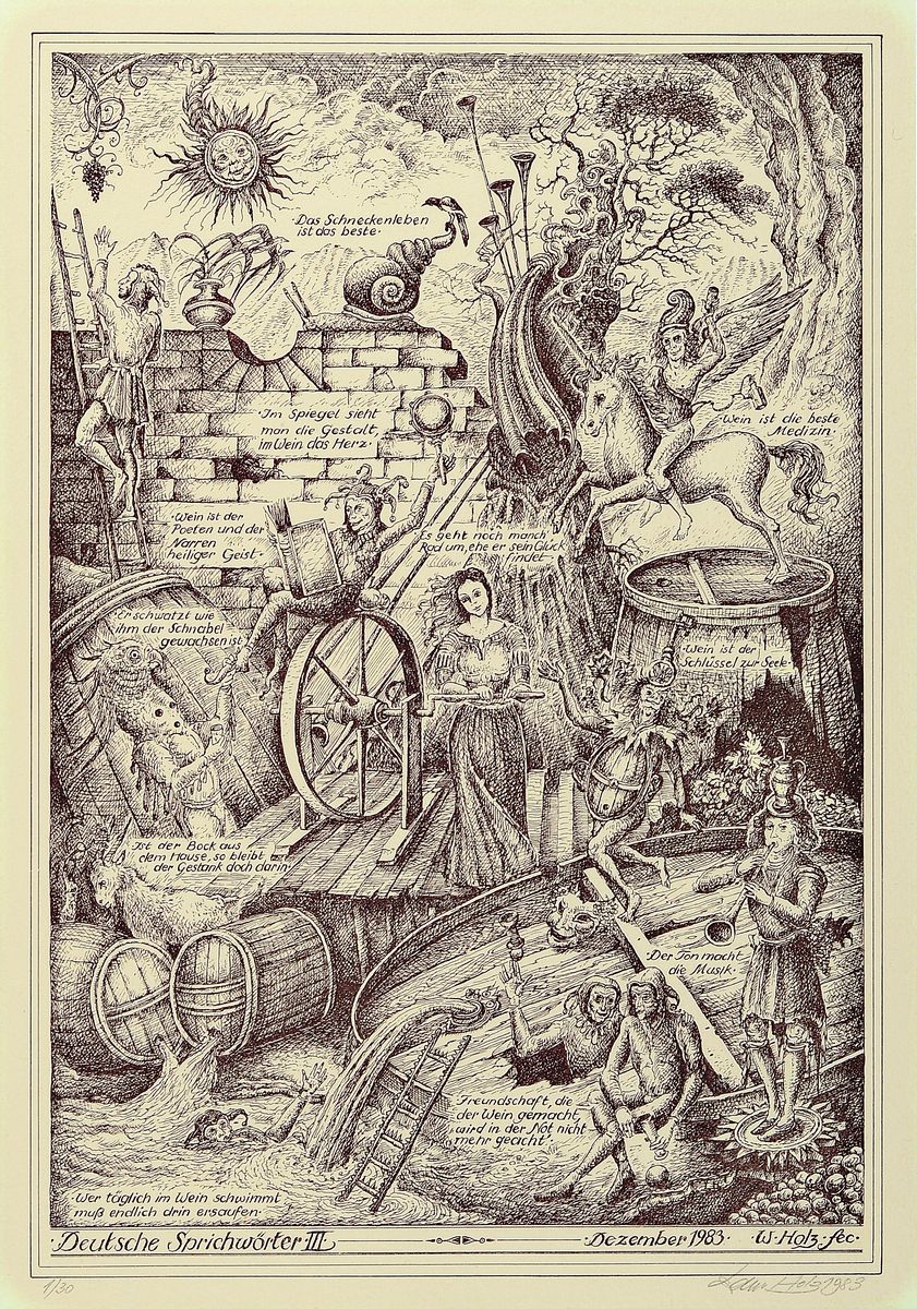 Werner Holz, 1949-1991, Deutsche Sprichwörter I, II und III, aus den Jahren 1981, 1982 und 1983, alle handsigniert und num. 1/30, je ca.