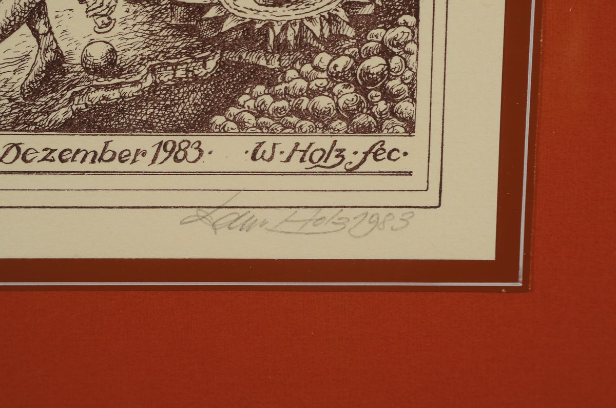 Detail d: Werner Holz, 1949-1991, Deutsche Sprichwörter I, II und III, aus den Jahren 1981, 1982 und 1983, alle handsigniert und num. 1/30, je ca.