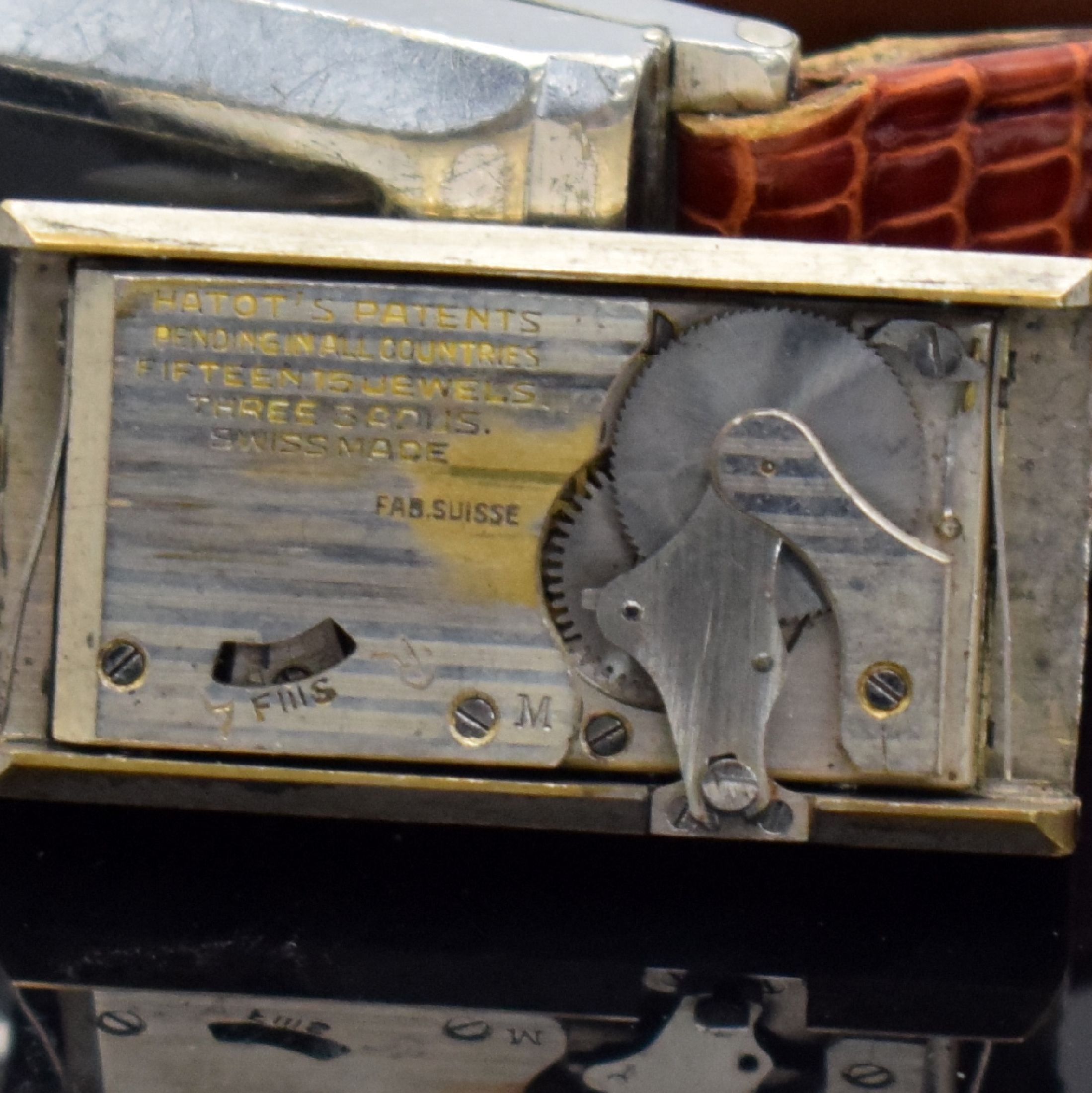 Detail i: ROLLS ATO seltene Armbanduhr mit früher Rüttelautomatik, Schweiz um 1930, verchr. Scharniergeh., sign. orig. Zifferbl. m. email. arab. Zahlen, ...