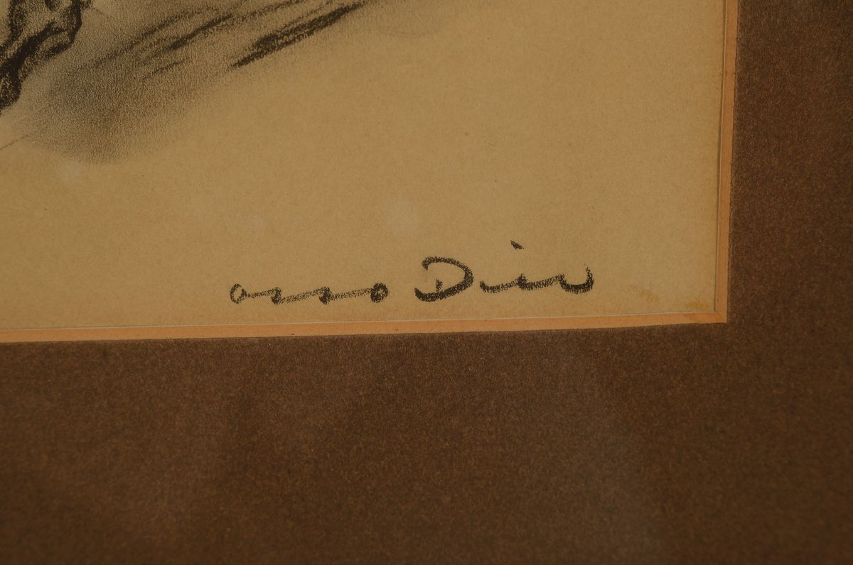 Detail b: Otto Dill, 1884 Neustadt a.d.Weinstraße-1957 Bad Dürkheim, 2 Arbeiten: 1x Pferd und Reiter, Kohlezeichnung auf gebräuntem Papier, rechts unten ...