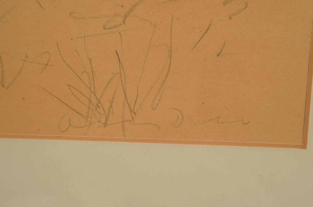 Detail c: Otto Dill, 1884 Neustadt a.d.Weinstraße-1957 Bad Dürkheim, 2 Arbeiten: 1x Pferd und Reiter, Kohlezeichnung auf gebräuntem Papier, rechts unten ...
