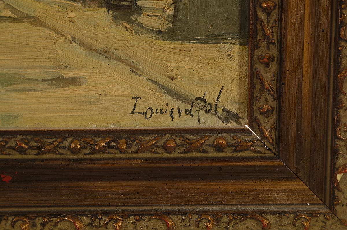 Detail a: Louis van der Pol, 1915 Amsterdam-1986 Abcoude, Stadtansicht, Öl/Holz, rechts unten signiert, ca. 22x20.5cm, R. ca. 32x30cm