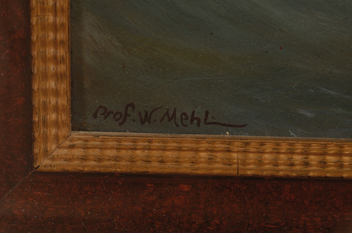 Detail a: Prof. W. Mehl, Maler des 20. Jh., Segelboote bei Nacht auf bewegter See, Öl/ Malkarton, links unten signiert, ca. 45x39 cm, R. ca. 55x48cm
