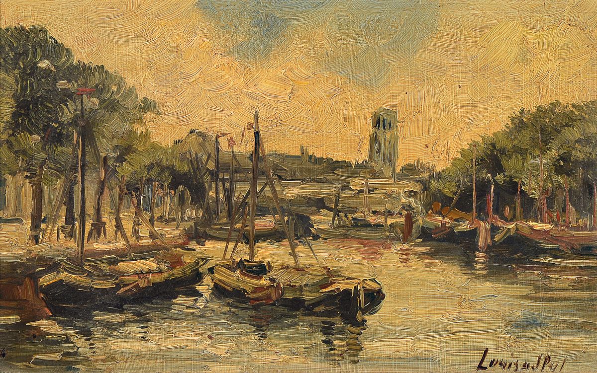 Louis van der Pol, 1915 Amsterdam-1986 Abcoude, Hafenansicht, Öl/Holz, rechts unten signiert, ca. 19x31cm, R. ca. 33x44cm