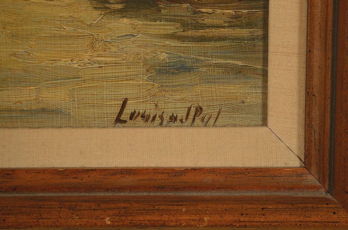 Detail a: Louis van der Pol, 1915 Amsterdam-1986 Abcoude, Hafenansicht, Öl/Holz, rechts unten signiert, ca. 19x31cm, R. ca. 33x44cm