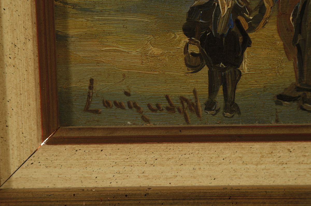 Detail a: Louis van der Pol, 1915 Amsterdam-1986 Abcoude, Personen im Park, Öl/Holz, links unten signiert, ca. 24x30cm, R. ca. 44x50cm