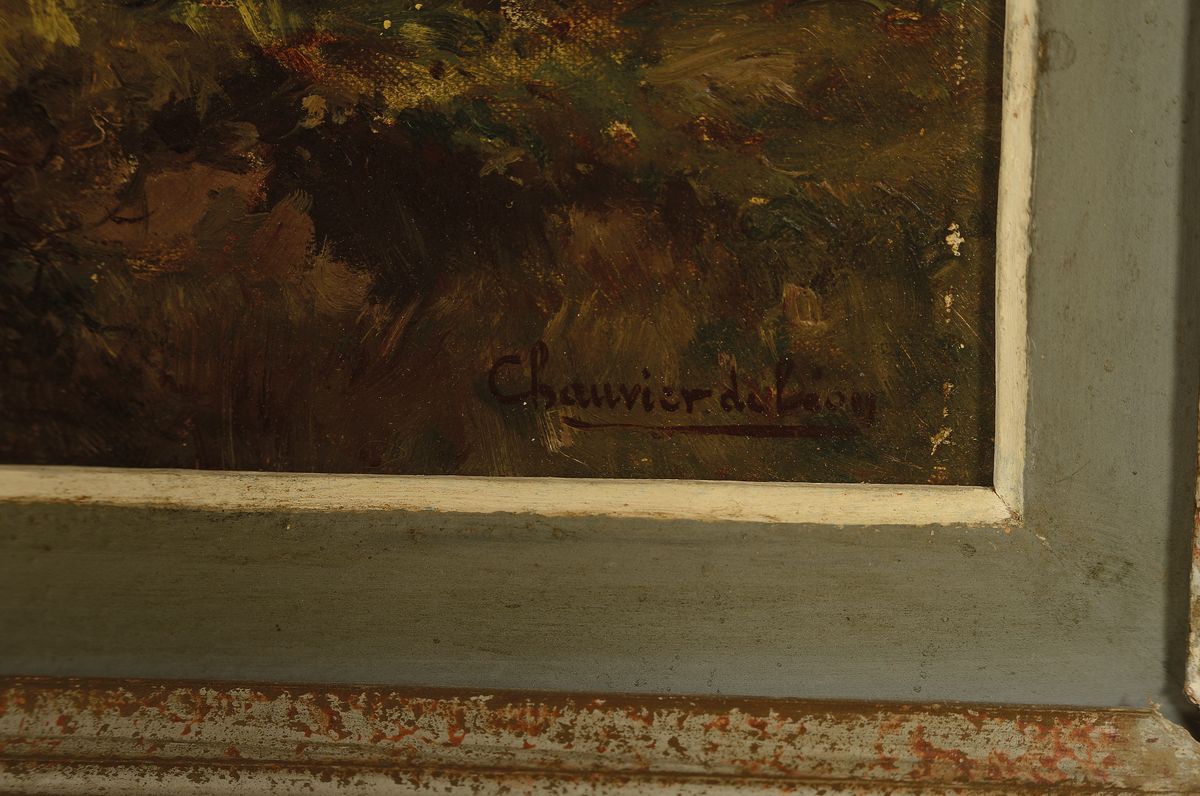Detail a: Georges Ernest Chauvier de Leon, 1835 Paris-1907, Schäfer mit seiner Herde in den Dünen an der Küste, Öl/Lwd, rechts unten signiert, ca. 31x46cm, ...