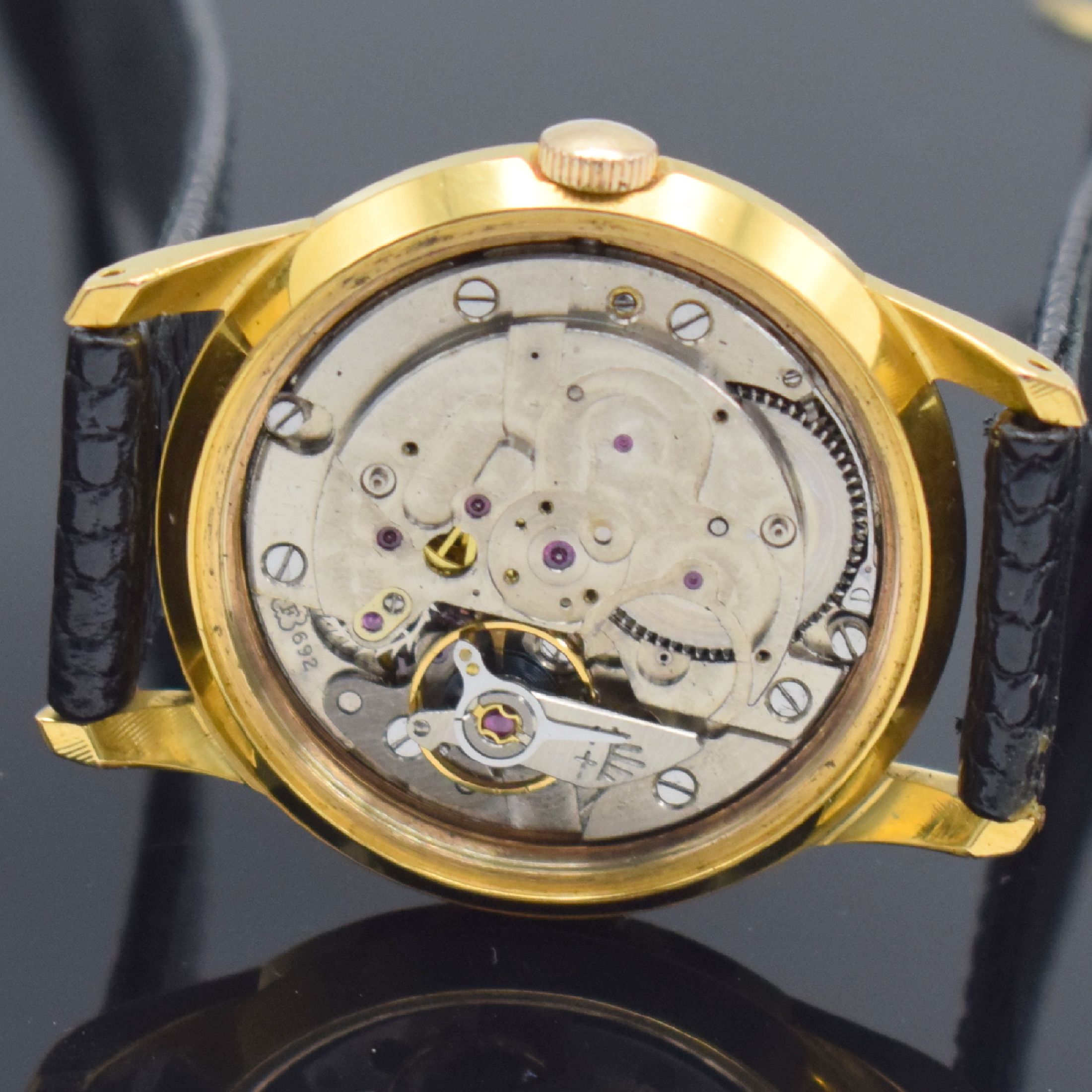 Detail d: ERGUEL / FELSA PROTOTYP mit 36000Ah, Schweiz um 1965, Handaufzug, verg. Gehäuse, Stahlboden geschr., vers. Zifferblatt, Datum b. 3, gold. Std.-Ind. ...