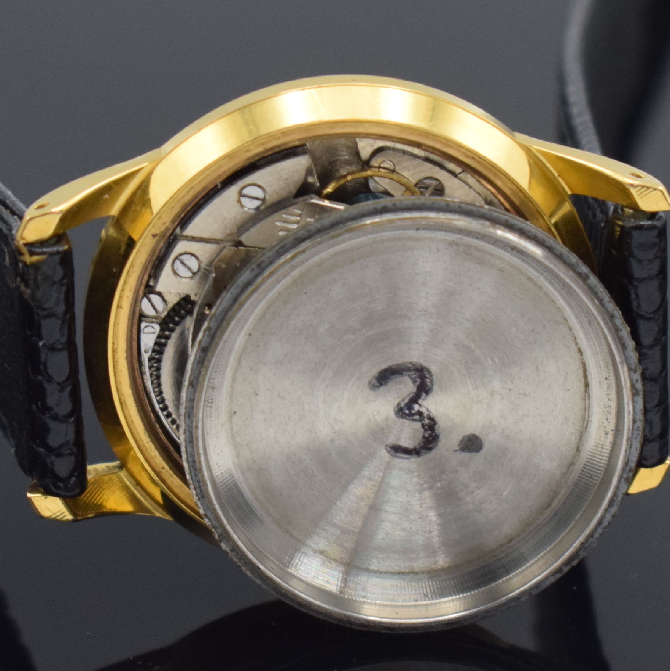 Detail g: ERGUEL / FELSA PROTOTYP mit 36000Ah, Schweiz um 1965, Handaufzug, verg. Gehäuse, Stahlboden geschr., vers. Zifferblatt, Datum b. 3, gold. Std.-Ind. ...