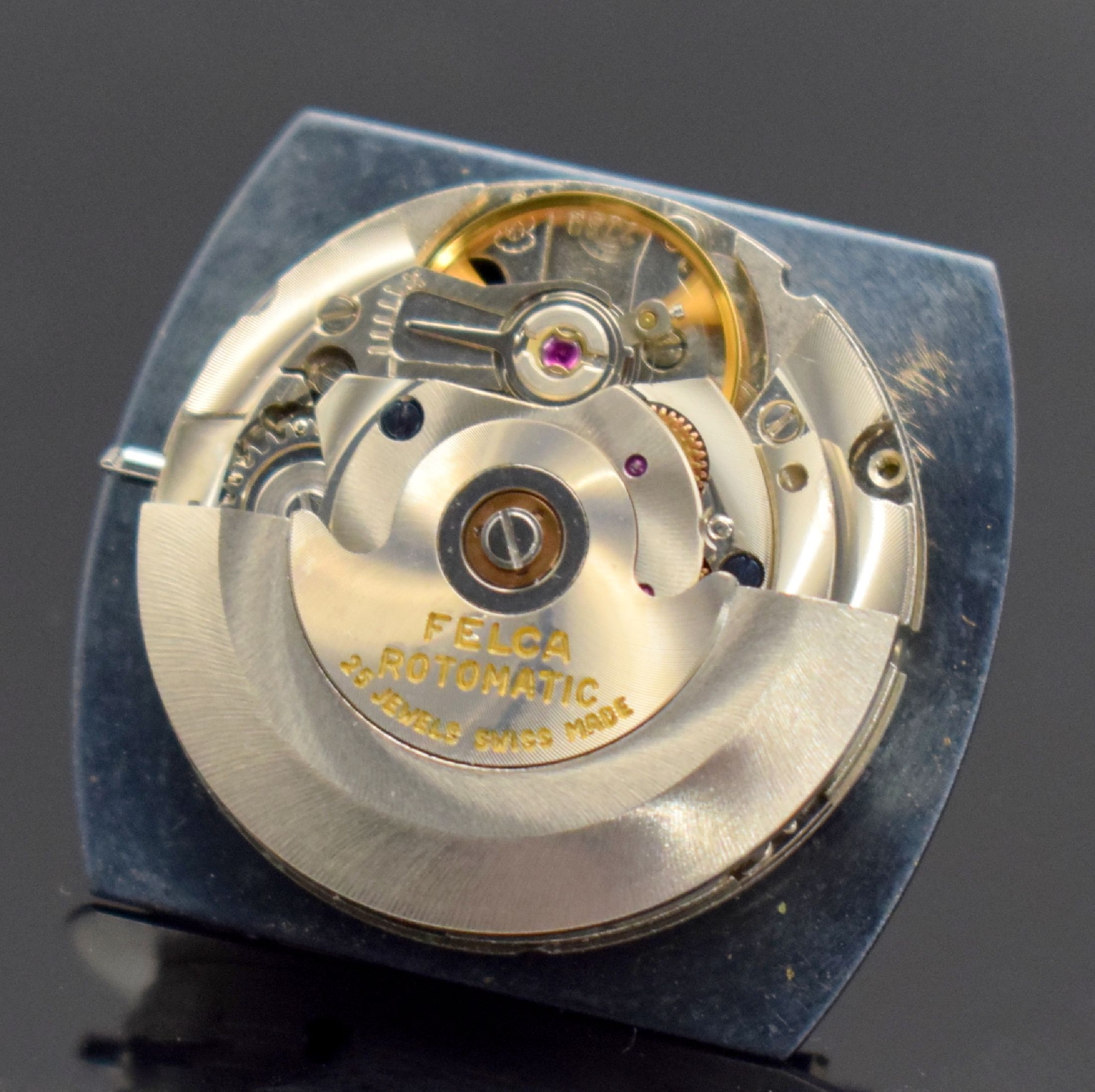 Detail l: FELCA Tele Guide Rotomatic seltene, gut erhaltene Herrenarmbanduhr, Schweiz um 1970, Automatik, aufwendiges 3-teil. Monocoque-Geh. m. ...