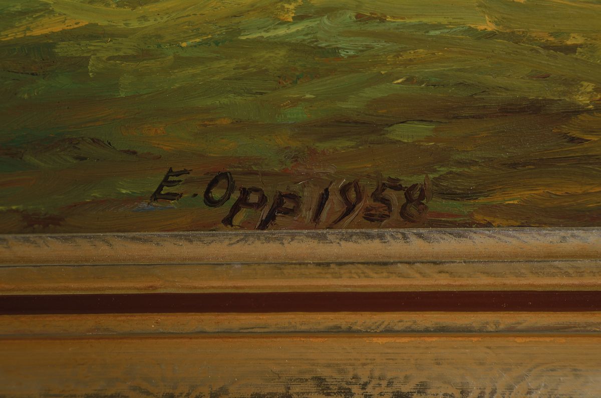 Detail a: Eduard Opp, pfälzer Maler der 1. Hälfte des 20. Jh., Weiter Blick auf Frankweiler, Öl/Lwd, rechts unten signiert und dat. 1958, ca. 46x68cm, R. ...