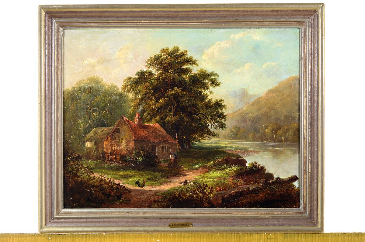 Detail k: Zuschreibung: William Pascoe, 1819-1892, englischer Landschaftsmaler, View near Bettins South Wales, Öl/Lwd, rückseitig betitelt und signiert, dat. ...
