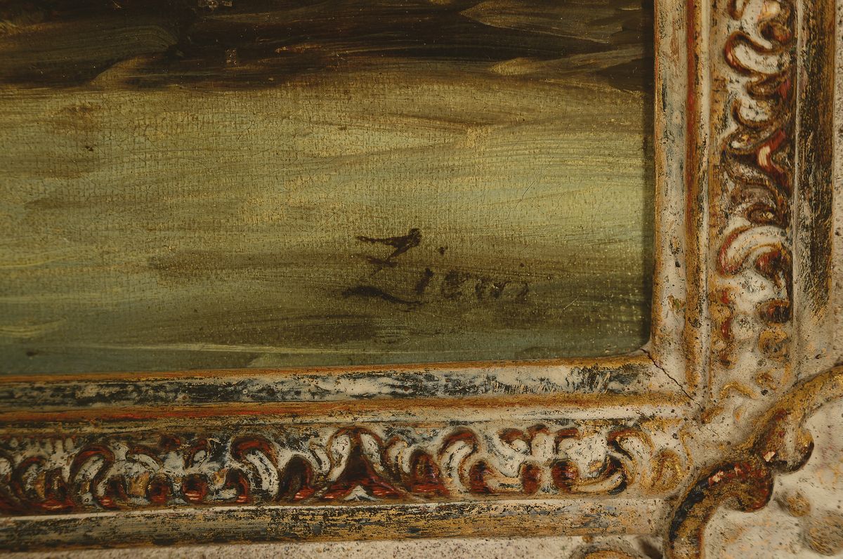 Detail a: Felix Ziem, 1821 Beaune-1911 Paris, bekannter französischer Maler der Schule von Barbizon, neben Konstantinopel und dem Nil gilt Venedig als ...