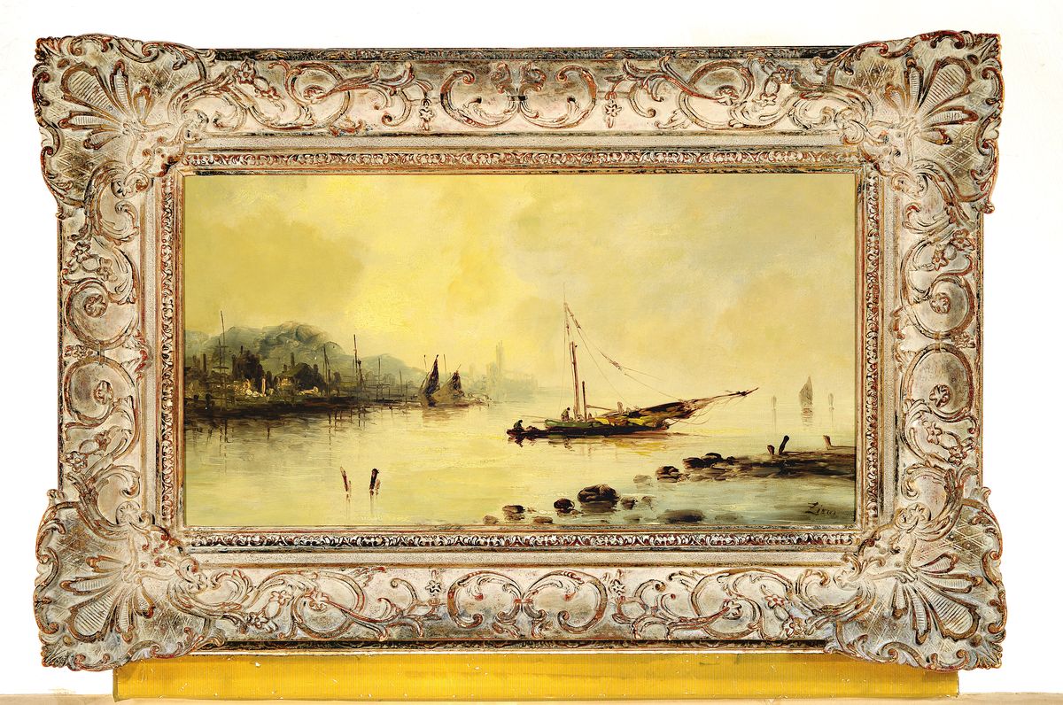 Detail k: Felix Ziem, 1821 Beaune-1911 Paris, bekannter französischer Maler der Schule von Barbizon, neben Konstantinopel und dem Nil gilt Venedig als ...