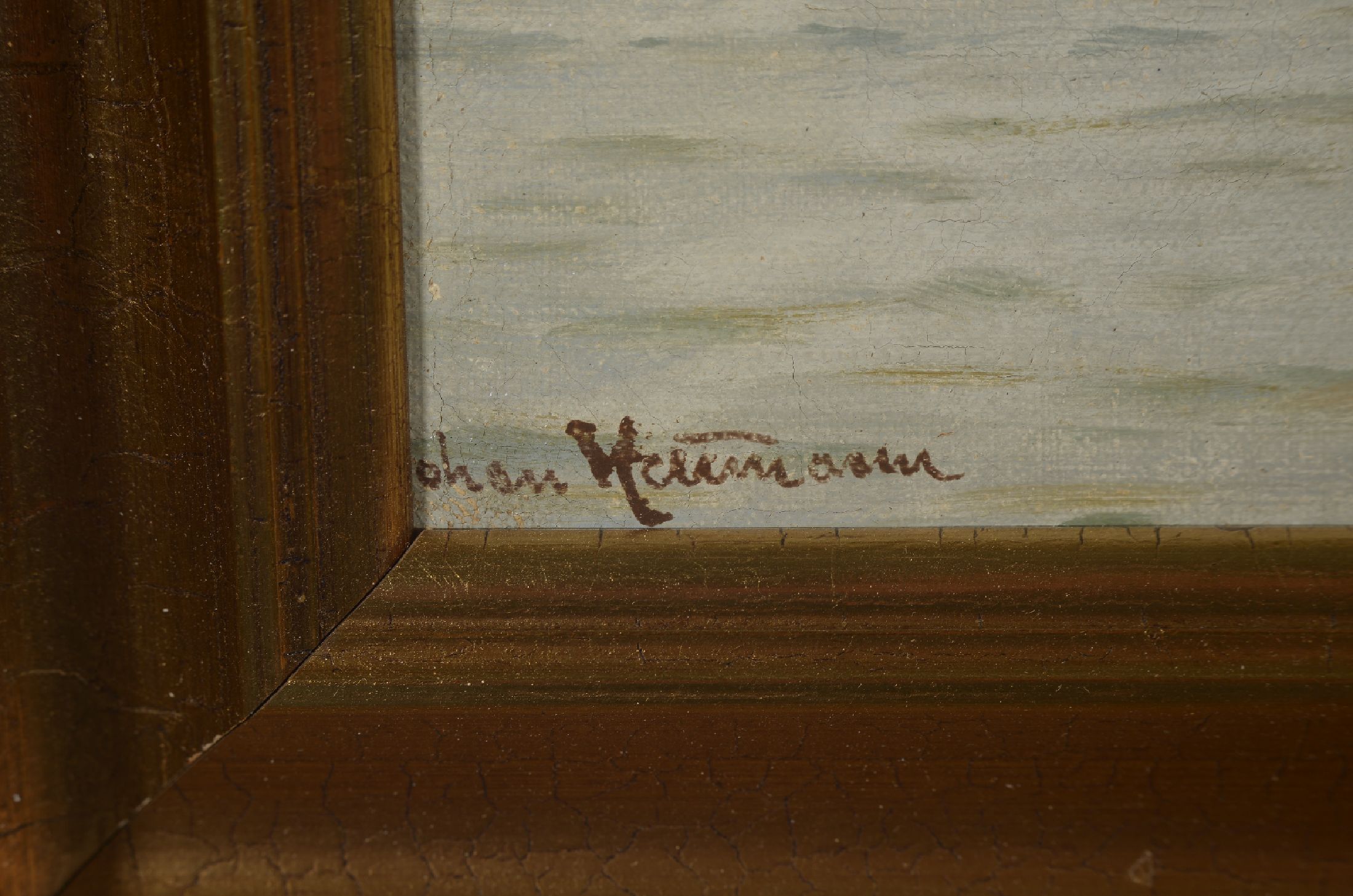 Detail a: Johann Jens Neumann, 1860-1940 Kopenhagen, Fischerboote vor dem Hafen, Öl/Lwd, links unten signiert, ca. 41x69cm, R. ca. 50x73cm