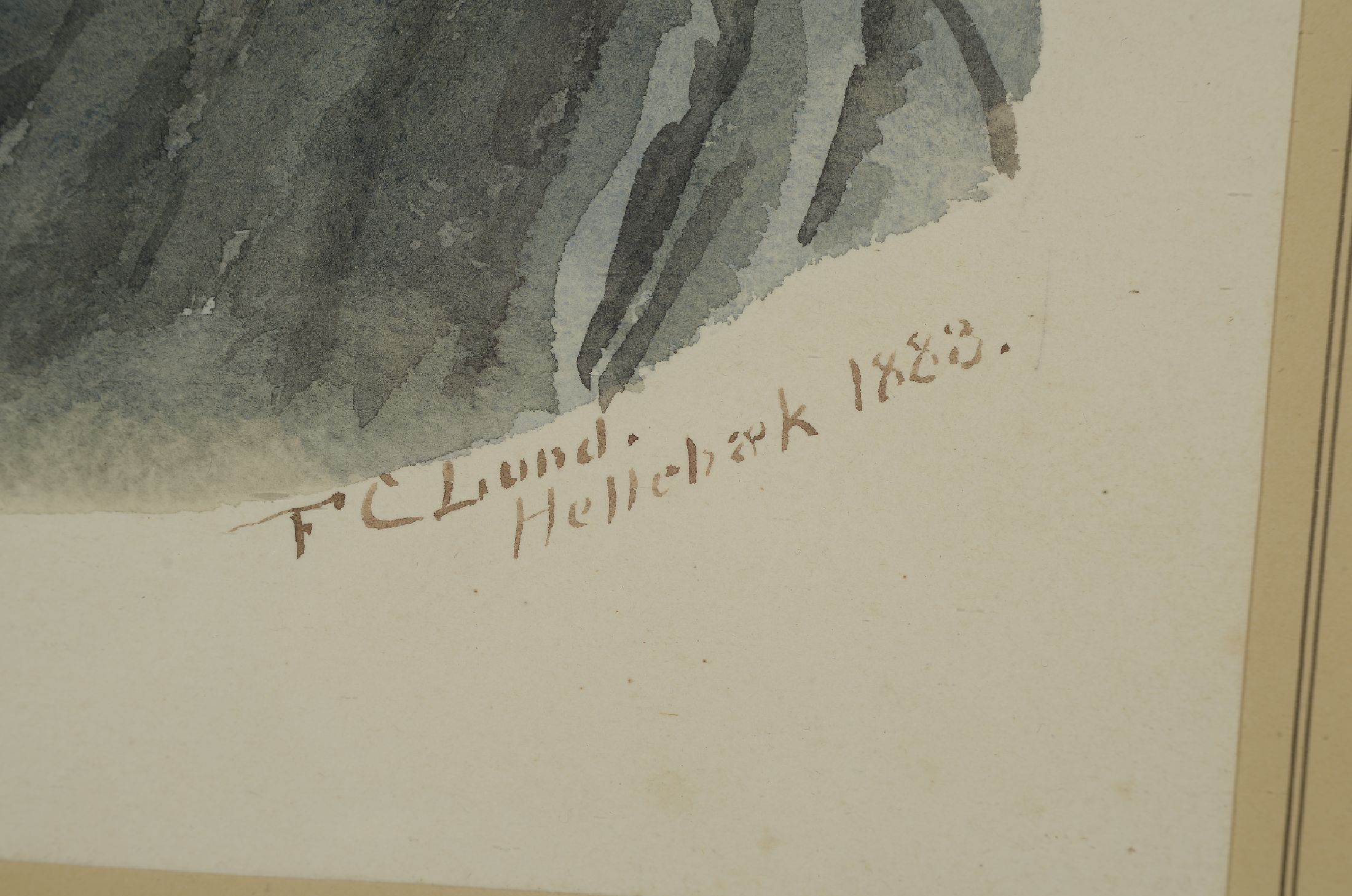 Detail a: Frederik Christian Lund, 1826-1901 Kopenhagen, Porträt eines bärtigen Mannes, Aquarell auf Papier, rechts unten signiert und bez. Hellebaek 1883, ...
