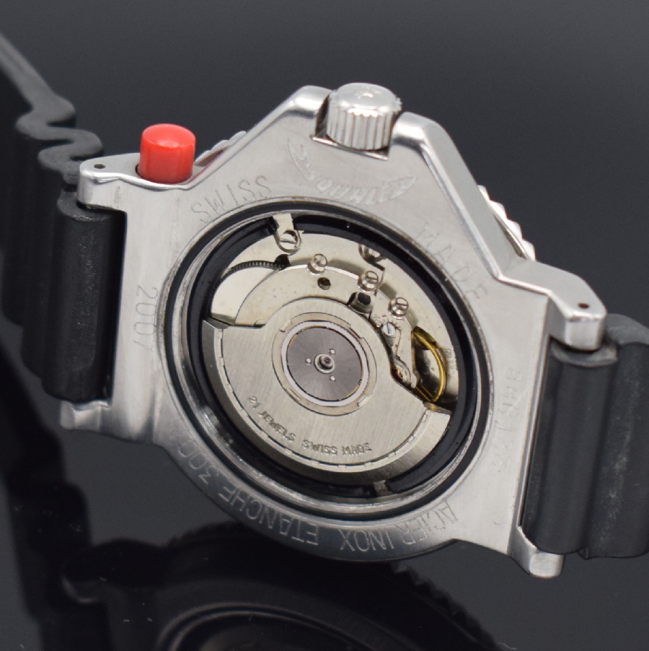 Detail g: SQUALE Tiger 300M Taucherarmbanduhr Referenz 2007, Schweiz um 1980, Automatik, massives verschr. Edelstahlgeh., ab Herst. wasserd. 300M, Lünette m. ...