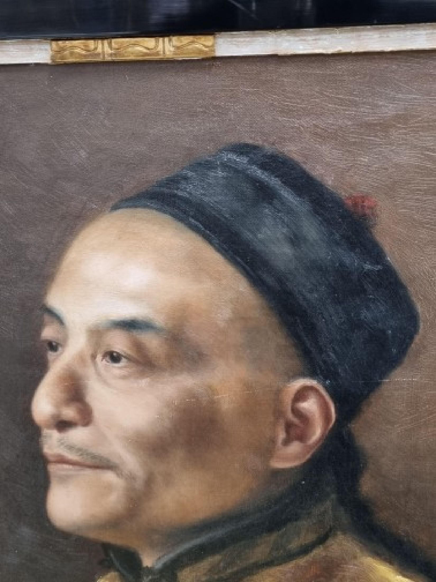 Detail e: Unbekannter Künstler, um 1900, Porträt eines Mannes mit Fez, Öl/Lwd, unsigniert, ca. 54x43cm, R. ca. 70x58cm